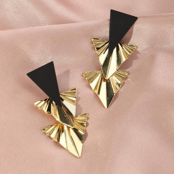 Aretes retro dorados con negro
