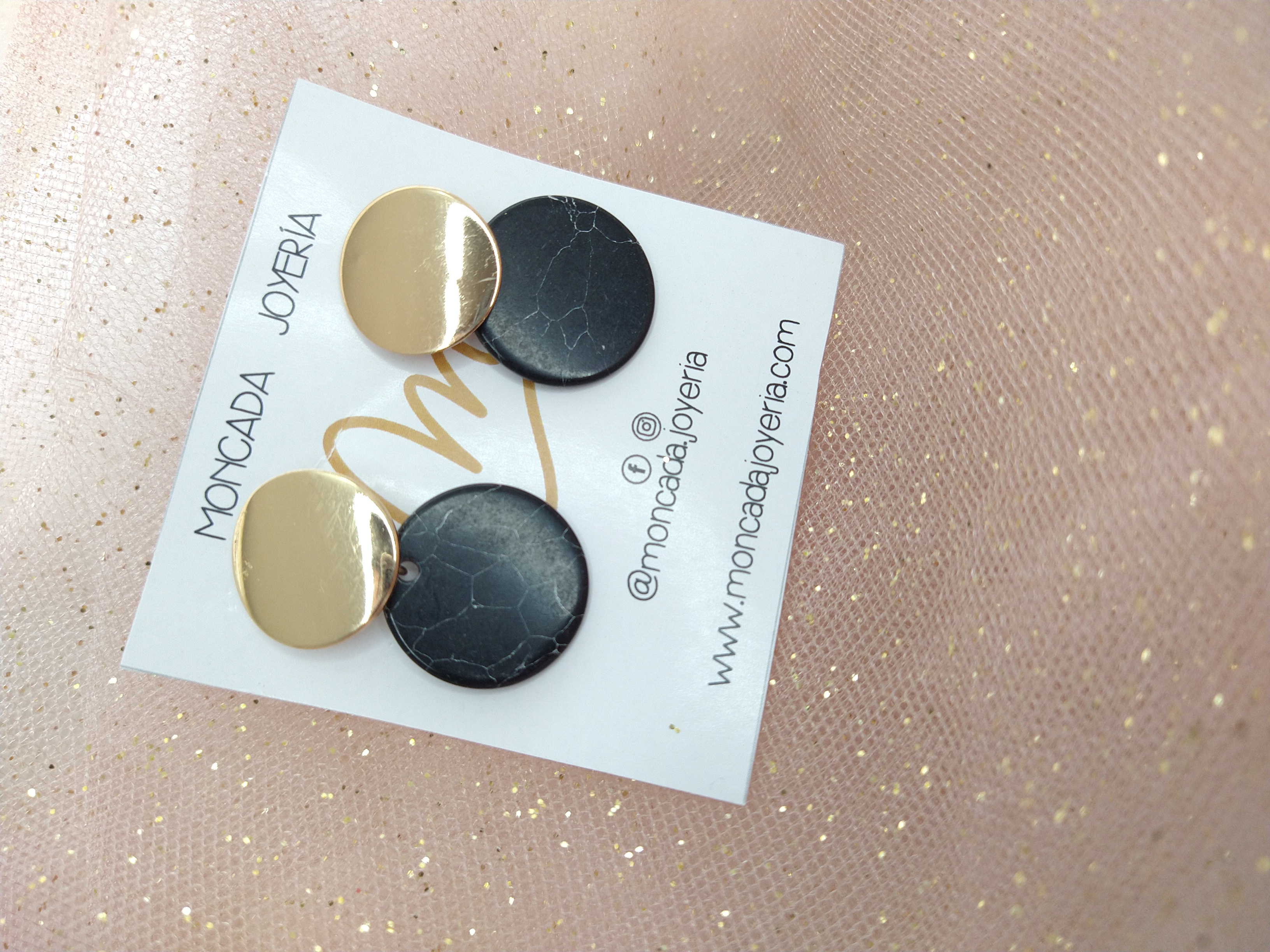 Modely Aretes vintage de marmol negros