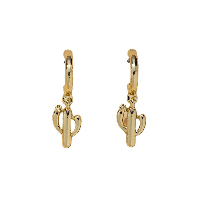 Modely Pendientes dorados cactus