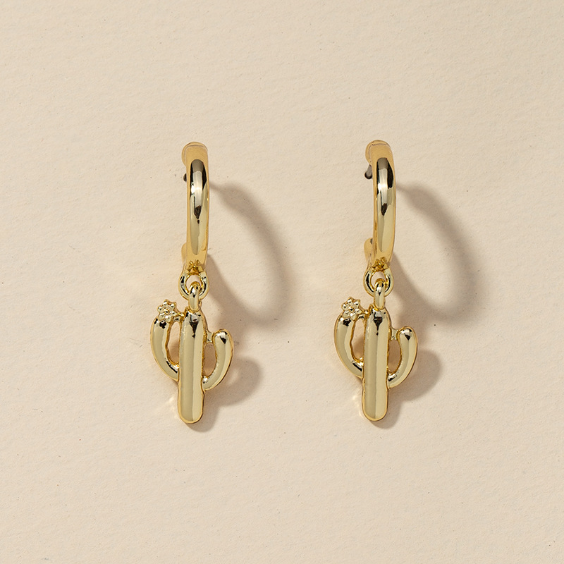 Modely Pendientes dorados cactus